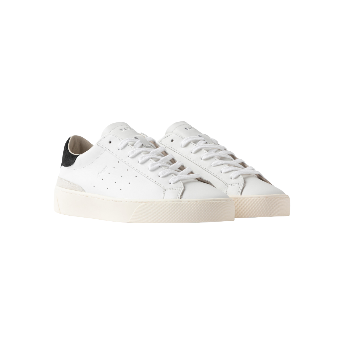 DATE Sneakers bassa in pelle SONICA CALF WHITE-BLACK