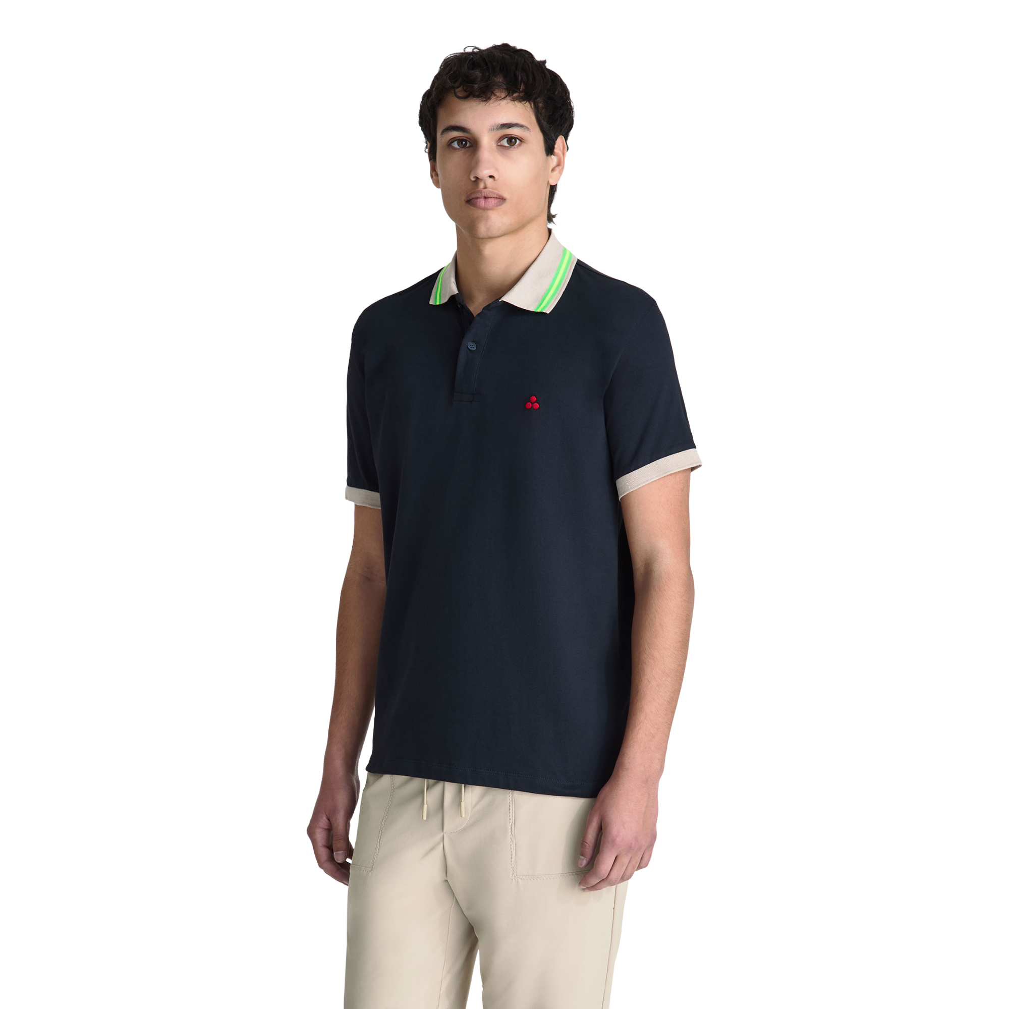 PEUTEREY Polo in piqué di cotone stretch con dettagli fluo PEU5803