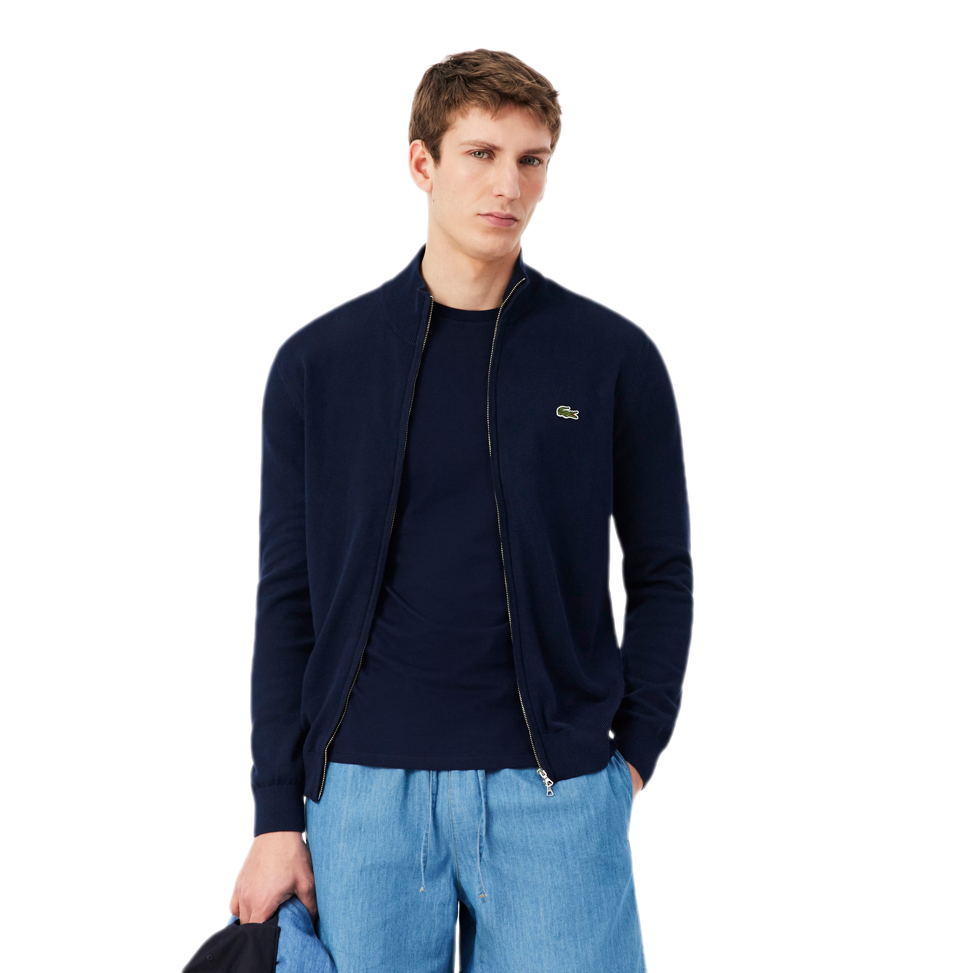 LACOSTE Pullover in cotone a collo alto con zip AH1957