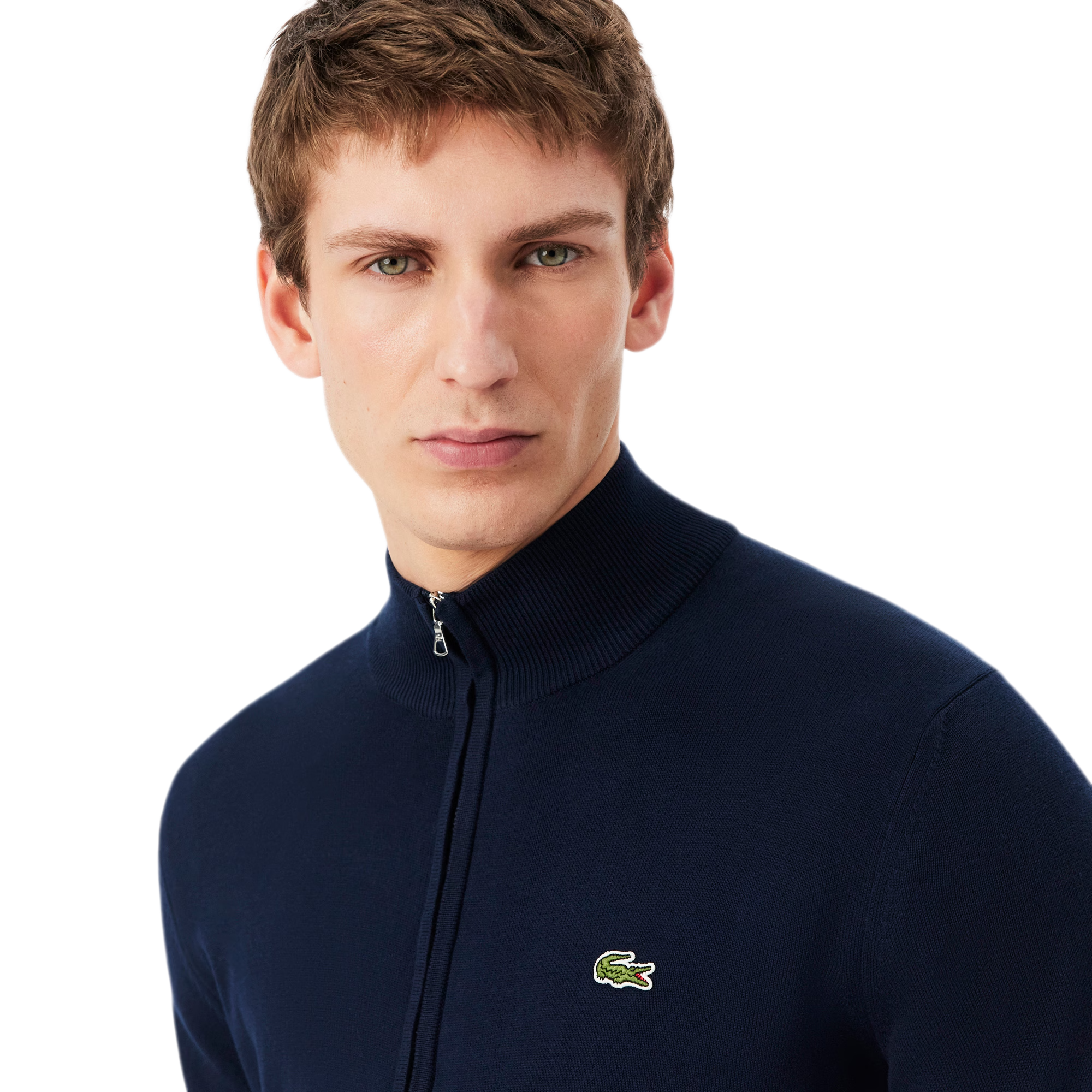 LACOSTE Pullover in cotone a collo alto con zip AH1957