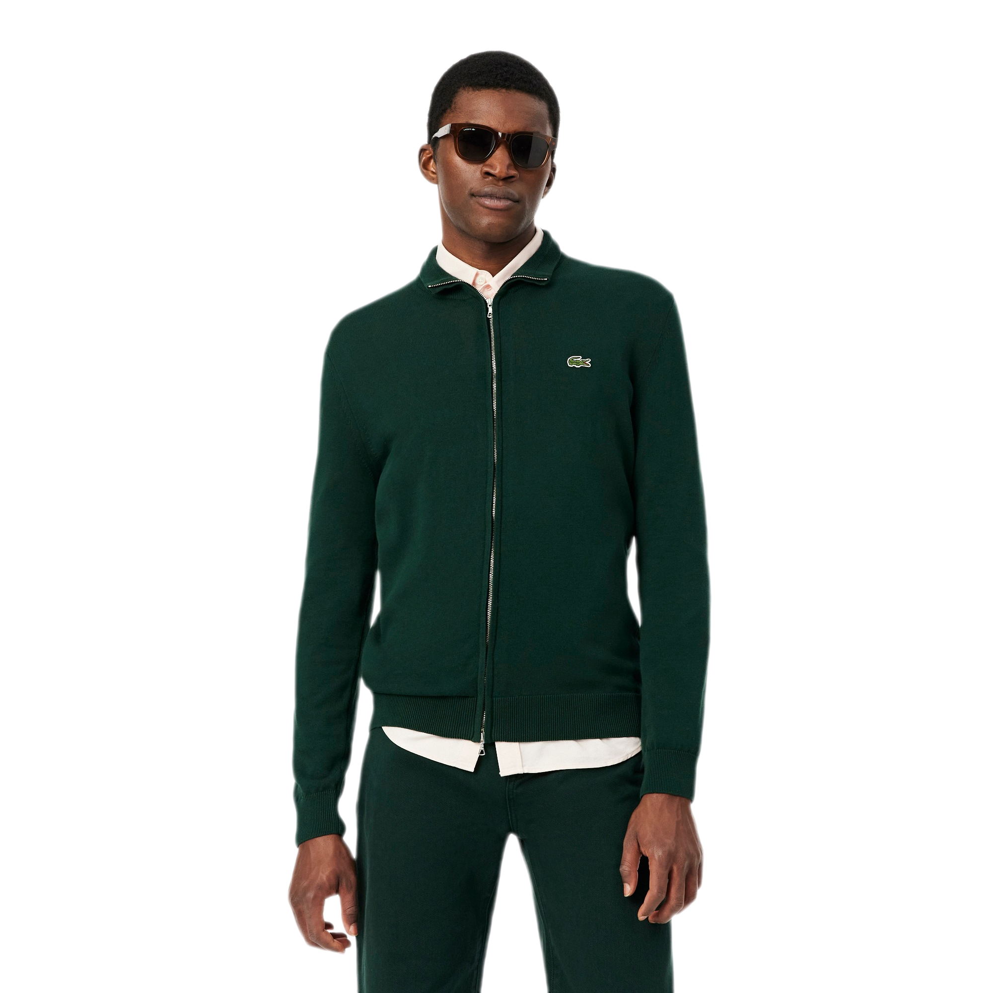 LACOSTE Pullover in cotone a collo alto con zip AH1957