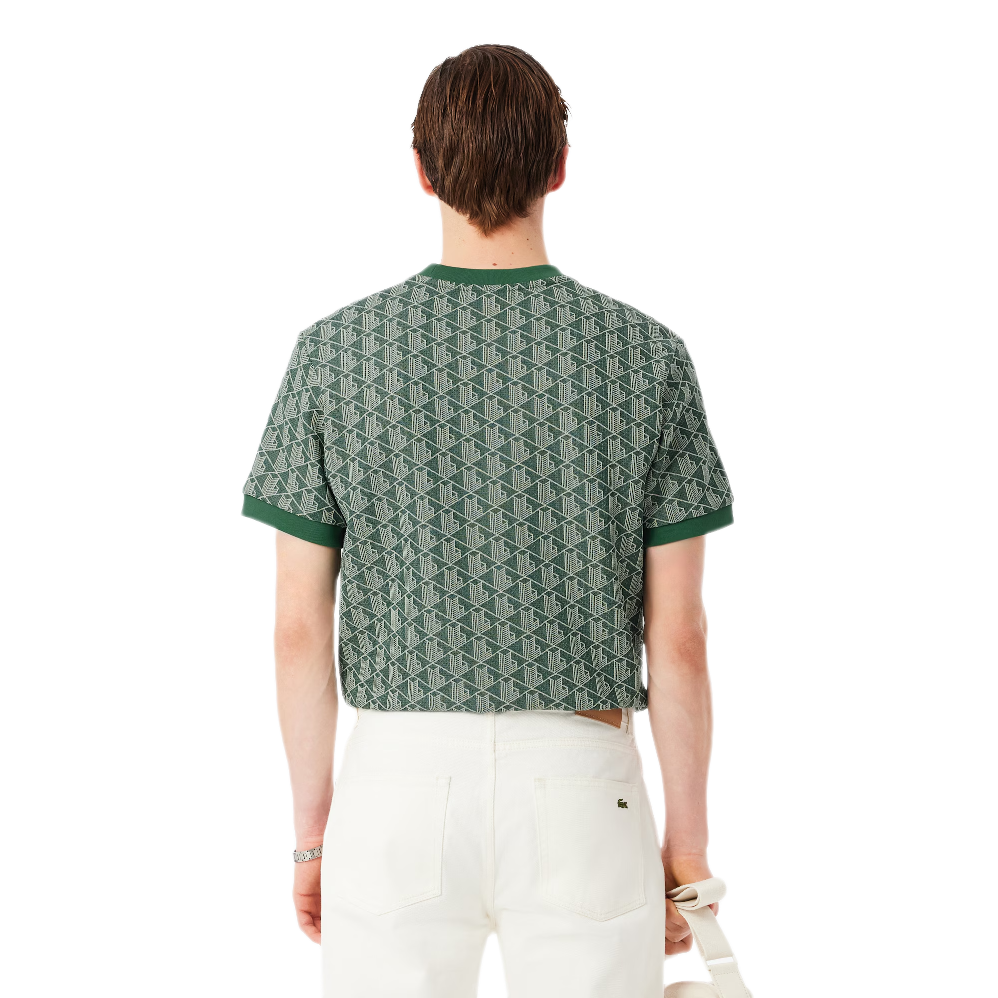 LACOSTE T-shirt slim fit con monogramma jacquard TH1197
