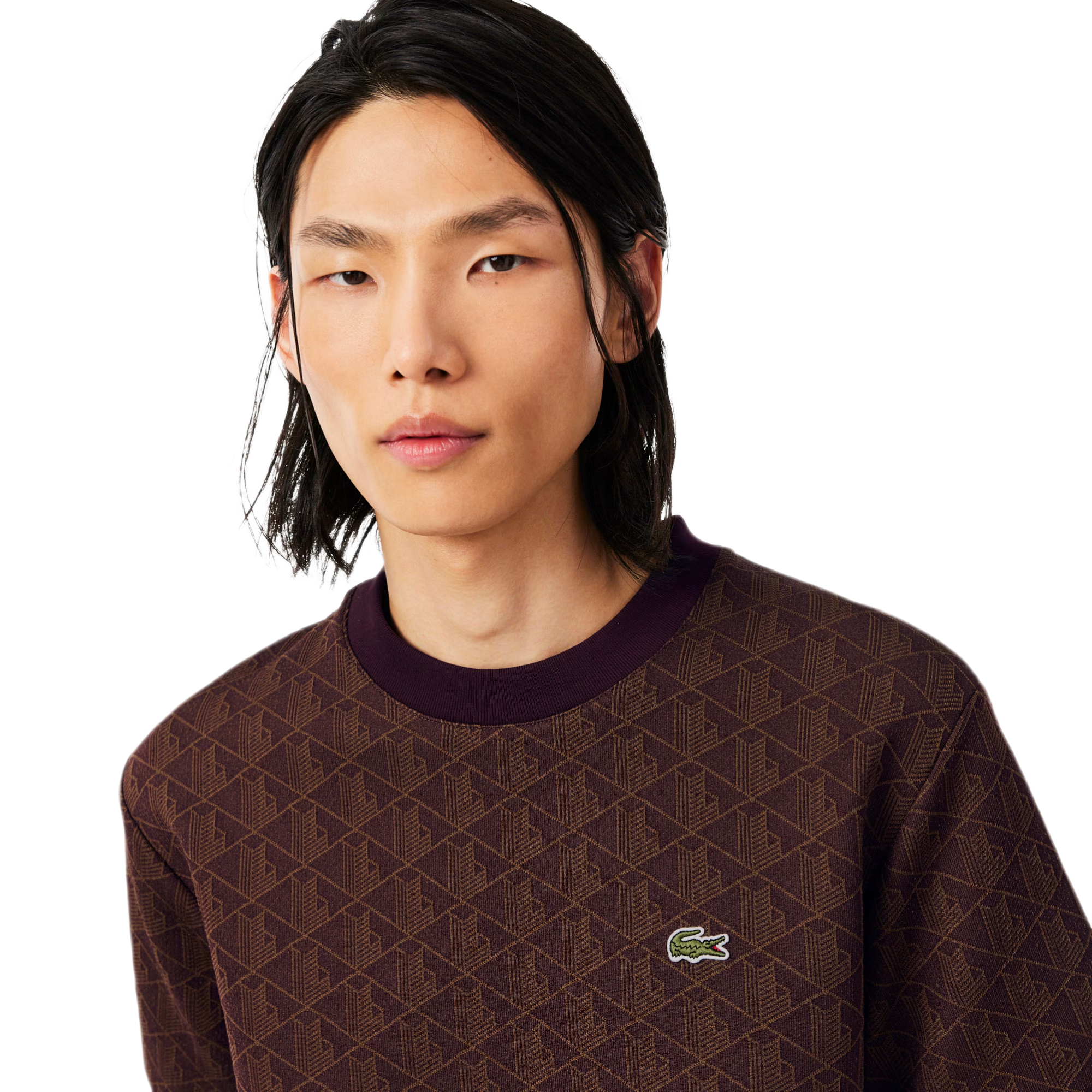 LACOSTE T-shirt slim fit con monogramma jacquard TH1197