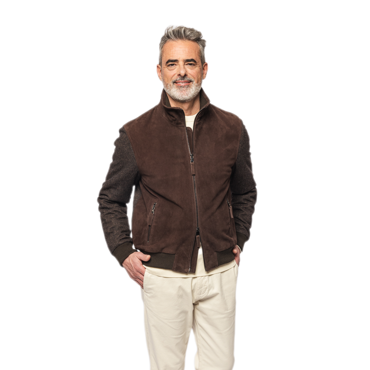 THE JACK LEATHERS GIUBBOTTO IN PELLE E TESSUTO DANTE WOOL