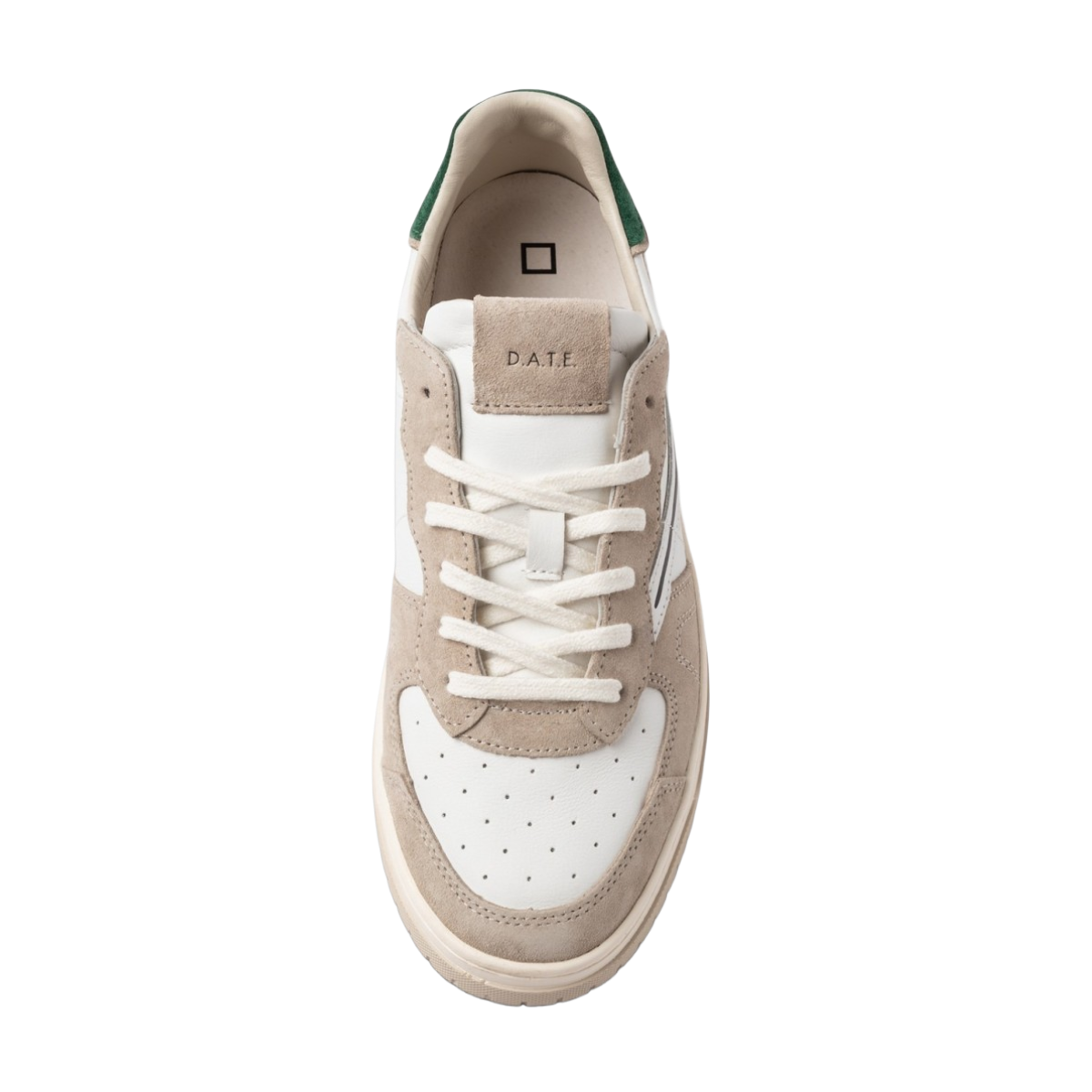 DATE SNEAKERS IN PELLE E SUEDE MODELLO TORNEO PURE CALF WHITE-GREEN