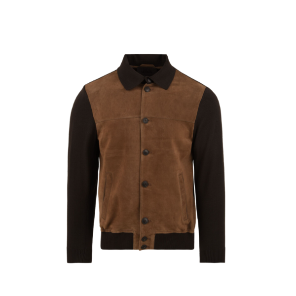 JACK LEATHER GIUBBOTTO IN SUEDE SIMPLE KNIT