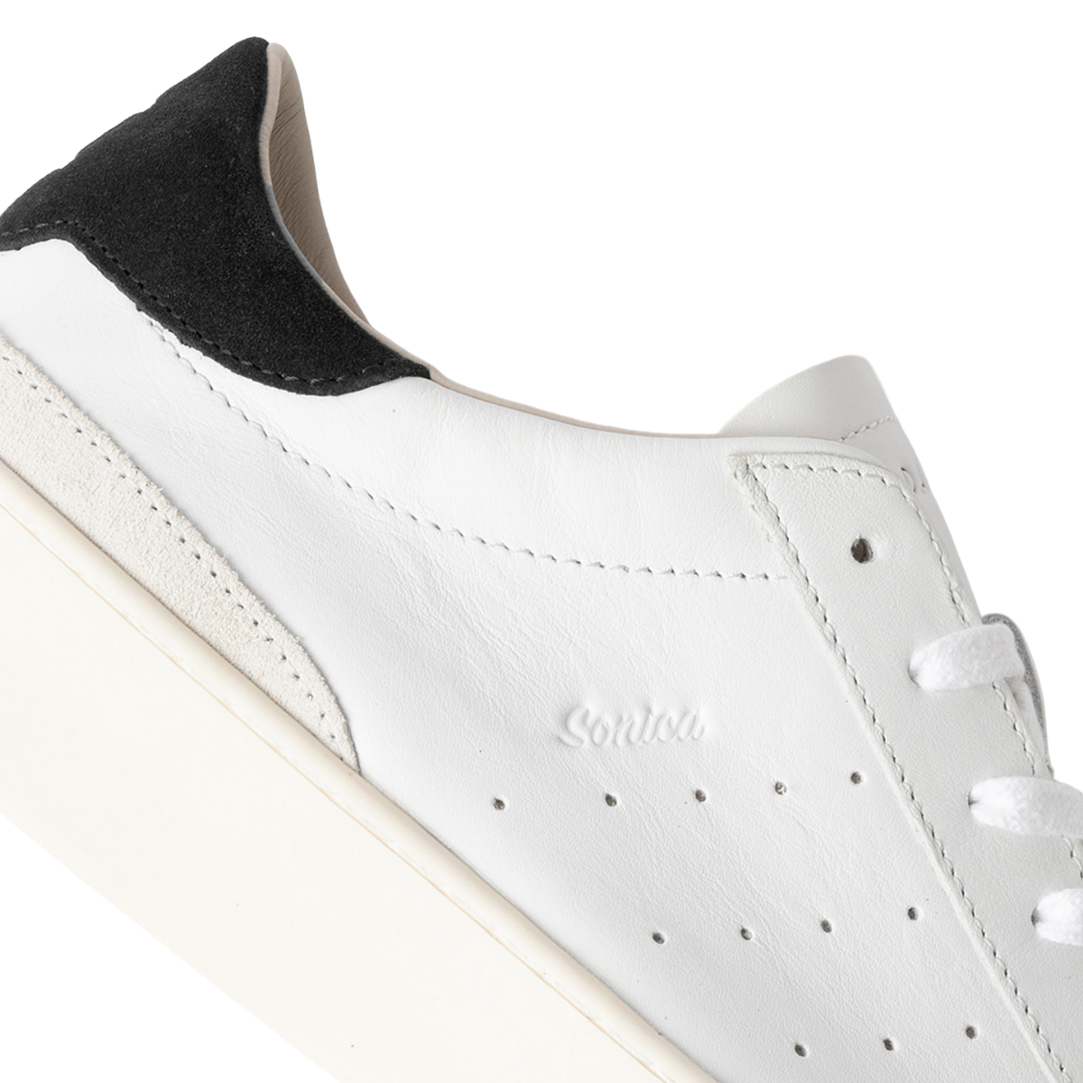 DATE Sneakers bassa in pelle SONICA CALF WHITE-BLACK