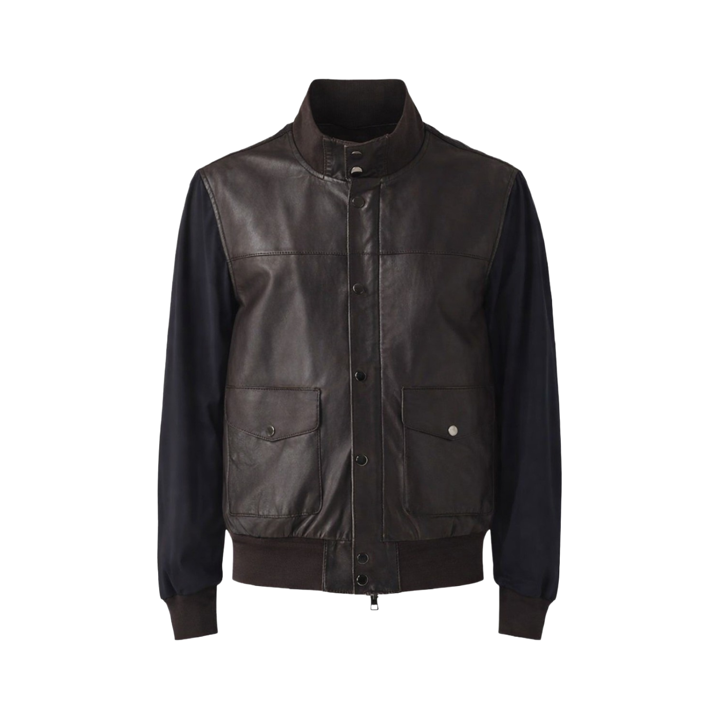 JACK LEATHER GIUBBOTTO IN PELLE E NYLON TITANO MIX
