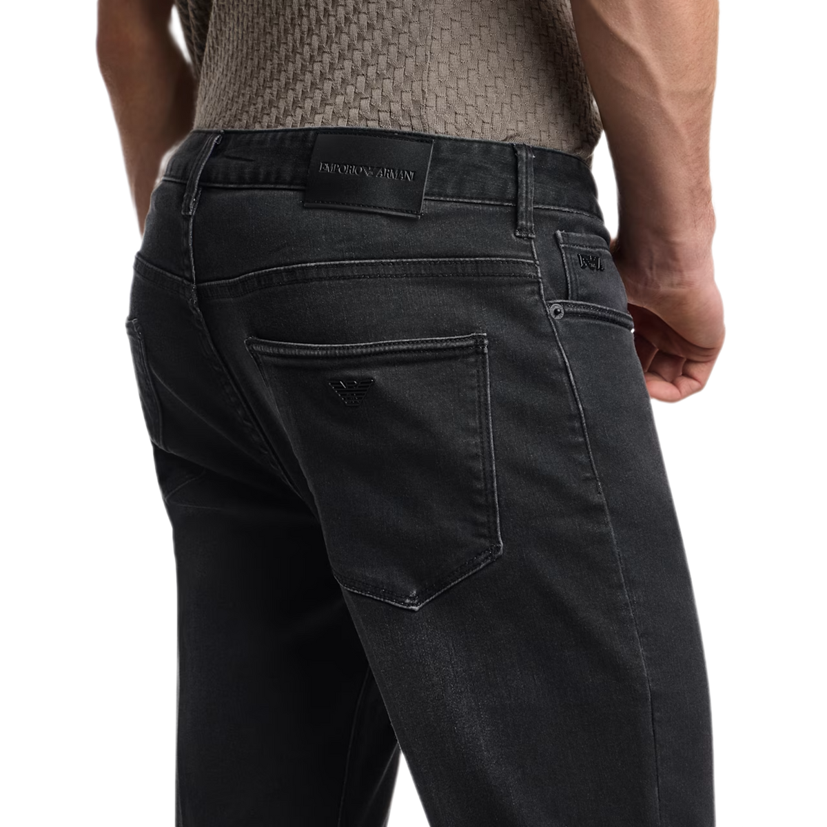 EMPORIO ARMANI  denim cinque tasche con salpa in pelle EM000121