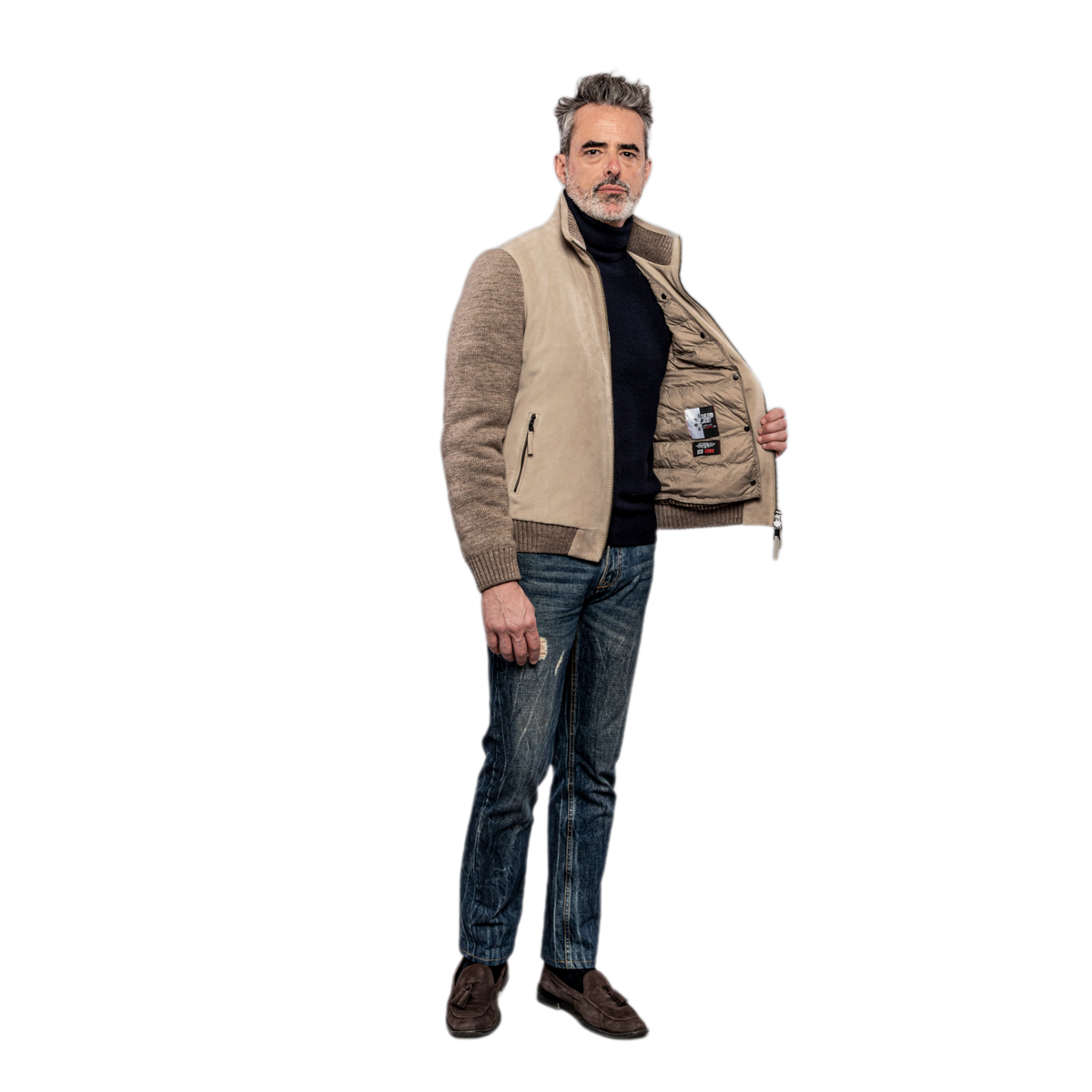 THE JACK LEATHERS GIUBBOTTO IN PELLE E MAGLIA FRANCIS KNIT