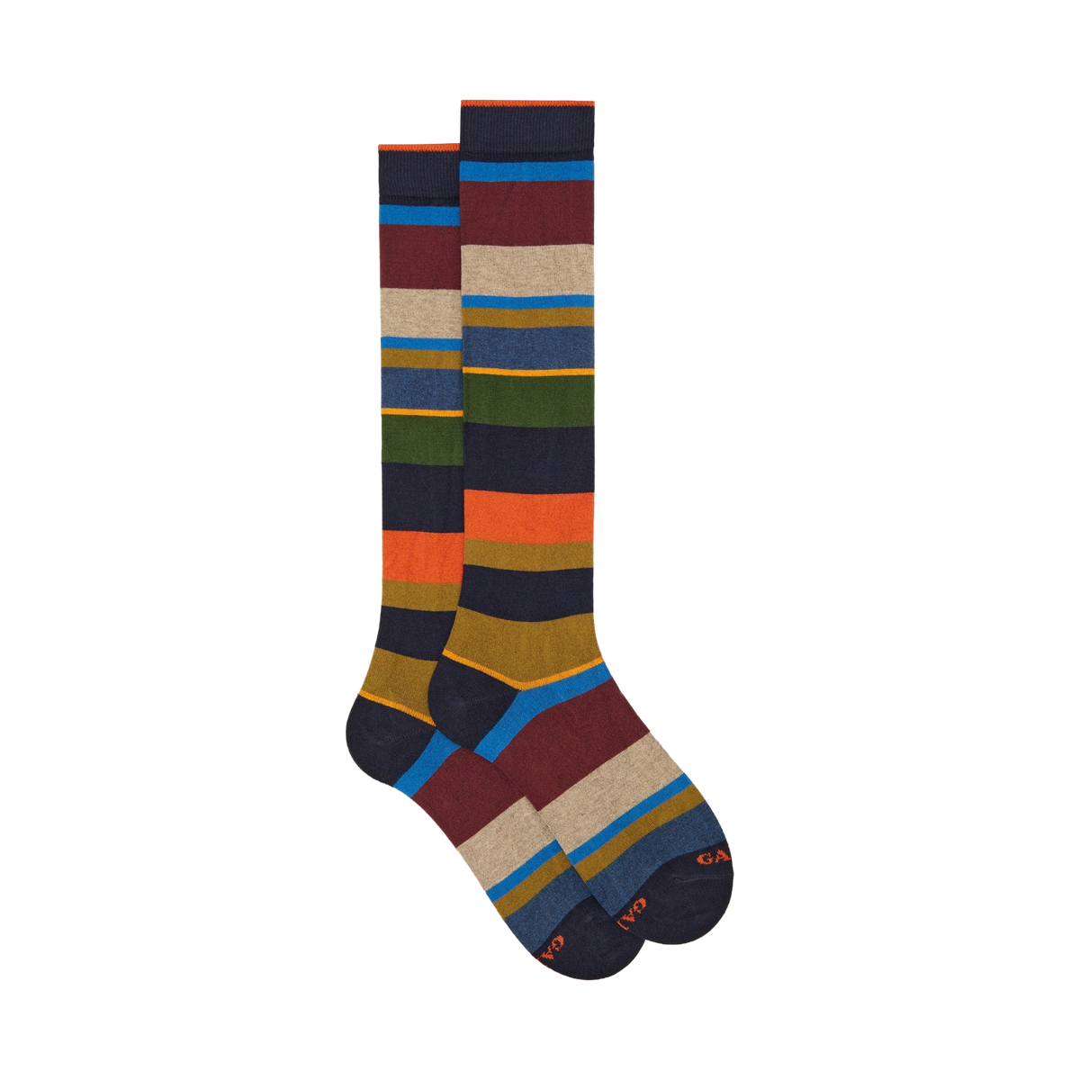 GALLO Calze lunghe cotone e cashmere righe multicolor macro AP102855