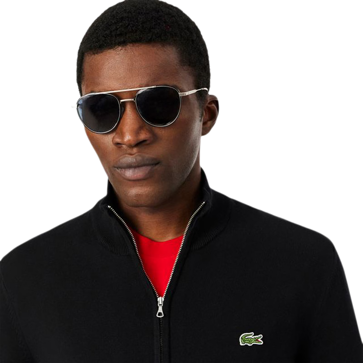 LACOSTE Pullover in cotone a collo alto con zip AH1957