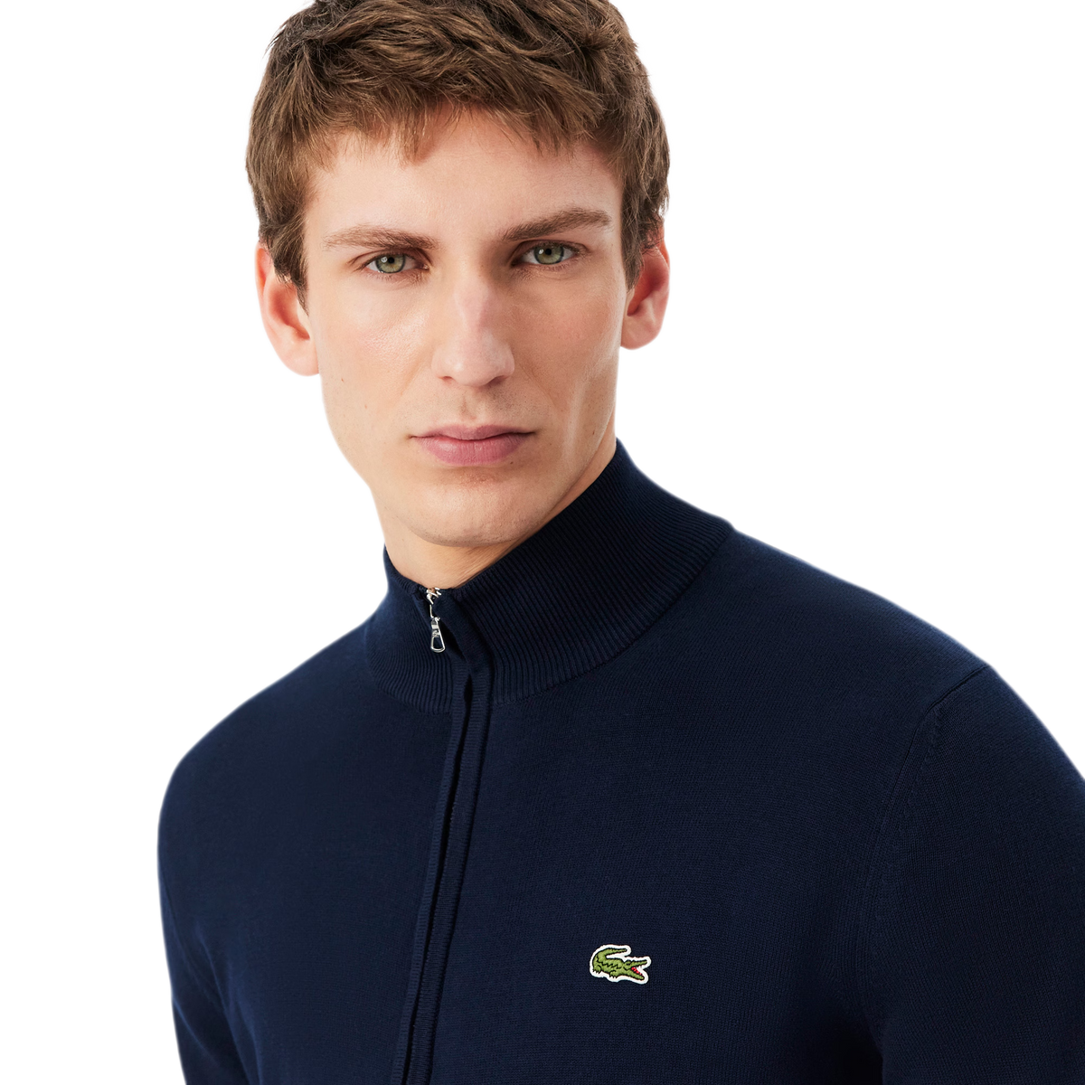 LACOSTE Pullover in cotone a collo alto con zip AH1957