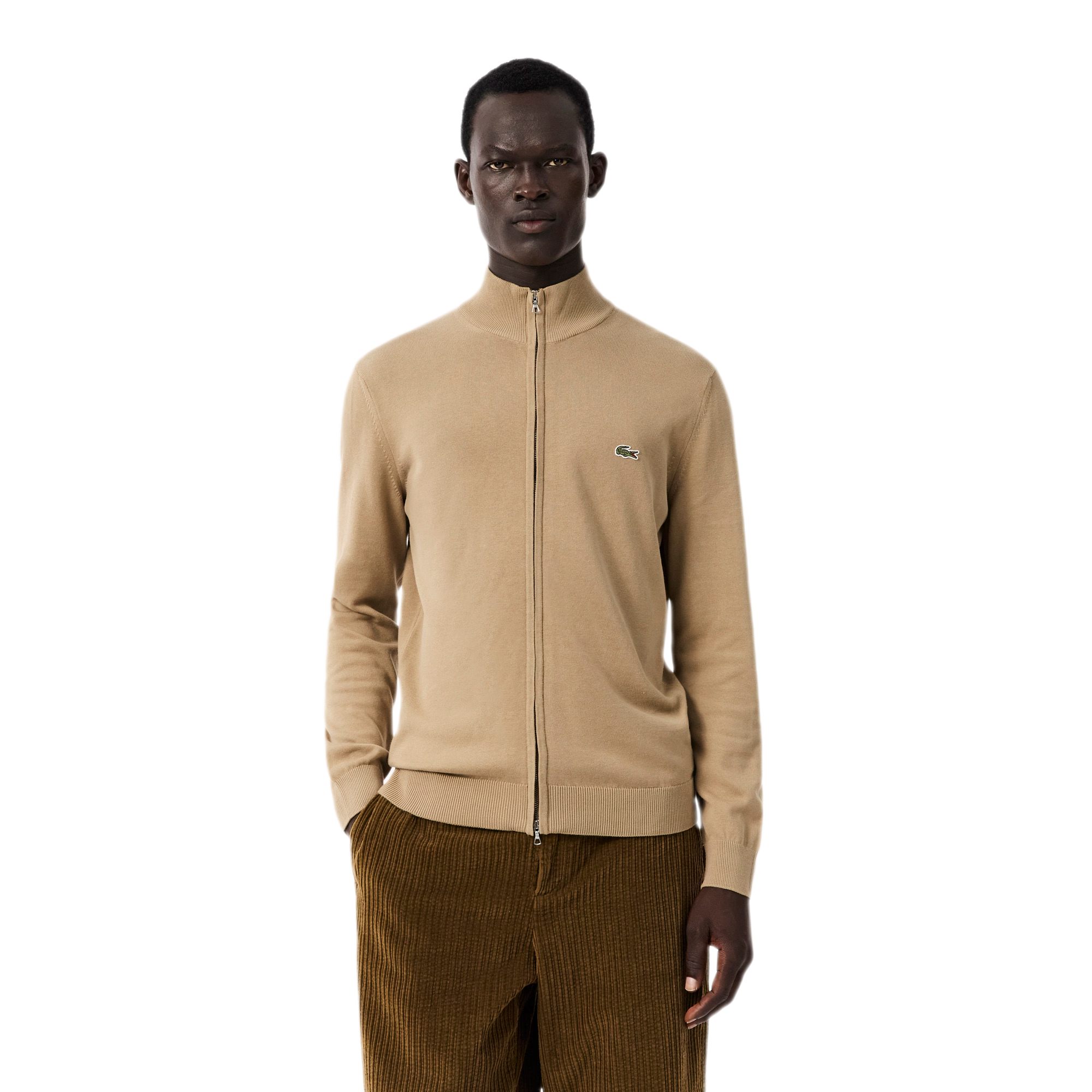 LACOSTE Pullover in cotone a collo alto con zip AH1957