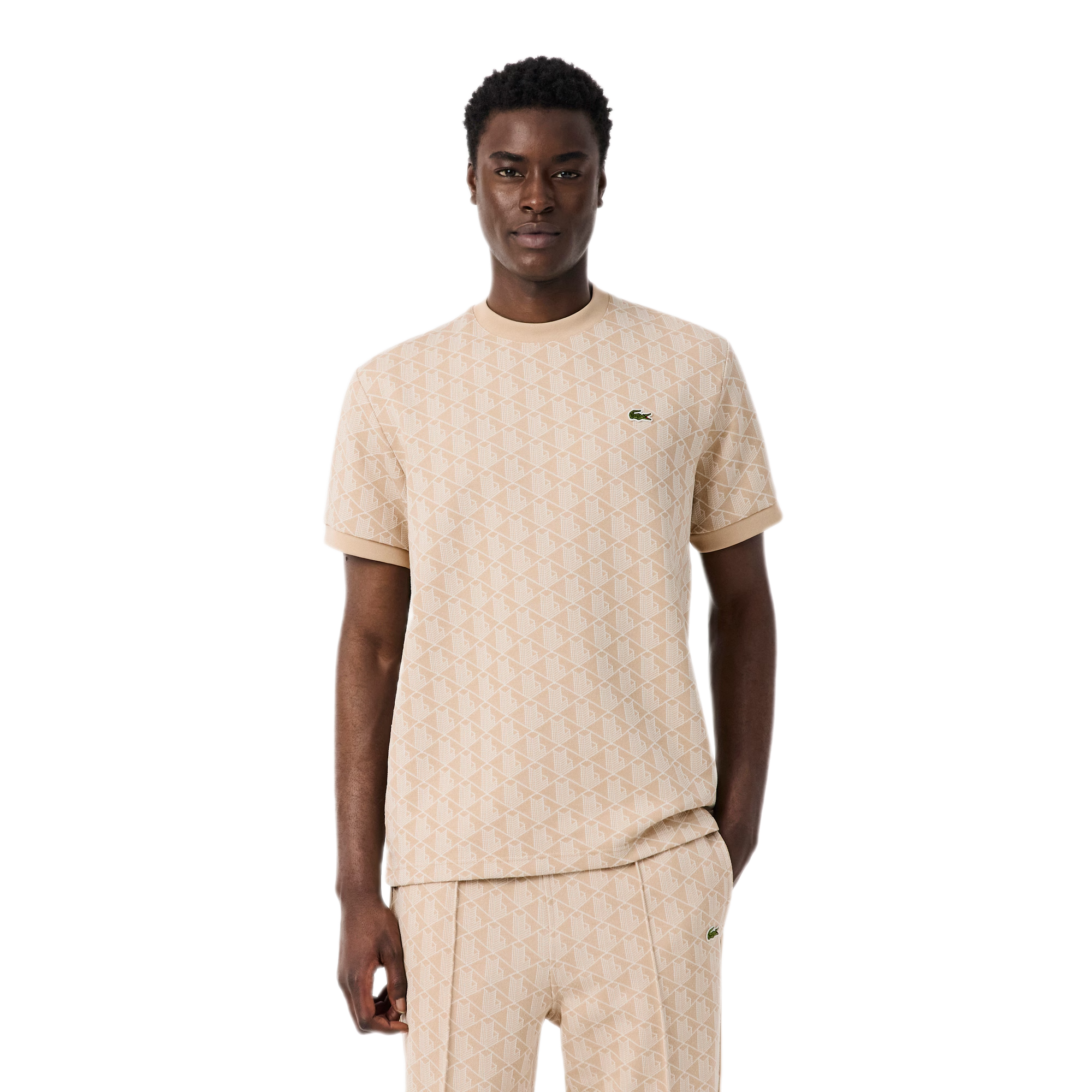 LACOSTE T-shirt slim fit con monogramma jacquard TH1197