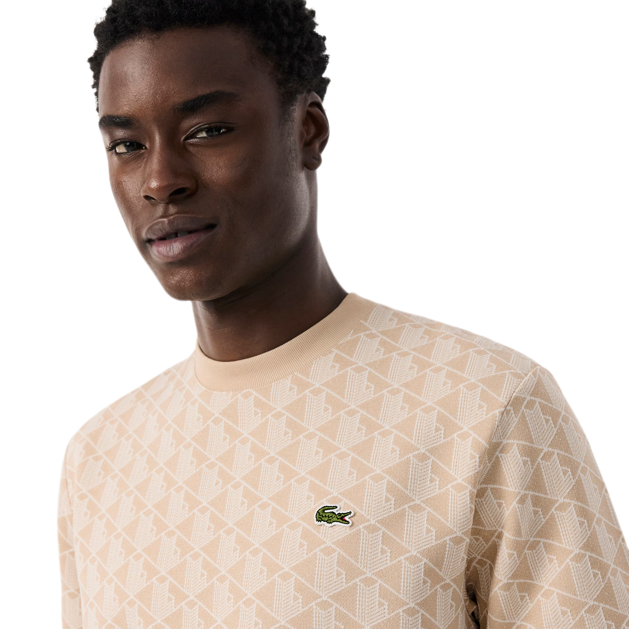 LACOSTE T-shirt slim fit con monogramma jacquard TH1197