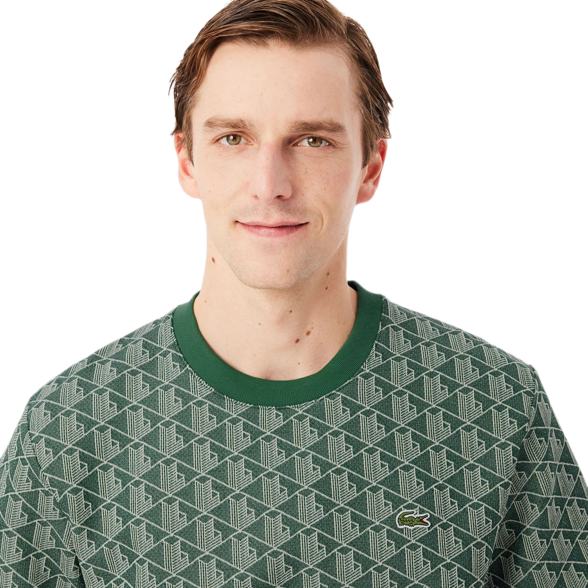 LACOSTE T-shirt slim fit con monogramma jacquard TH1197