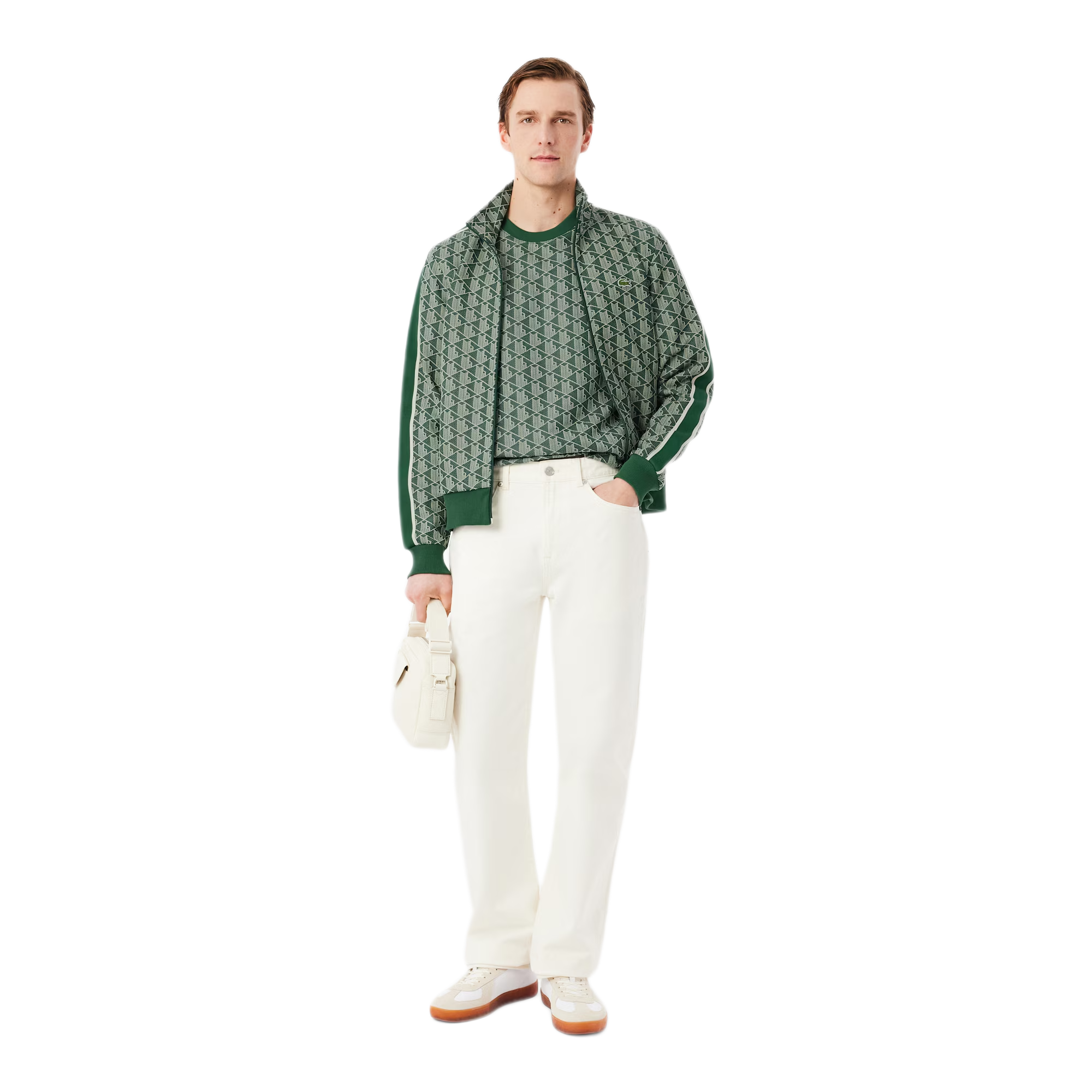 LACOSTE T-shirt slim fit con monogramma jacquard TH1197