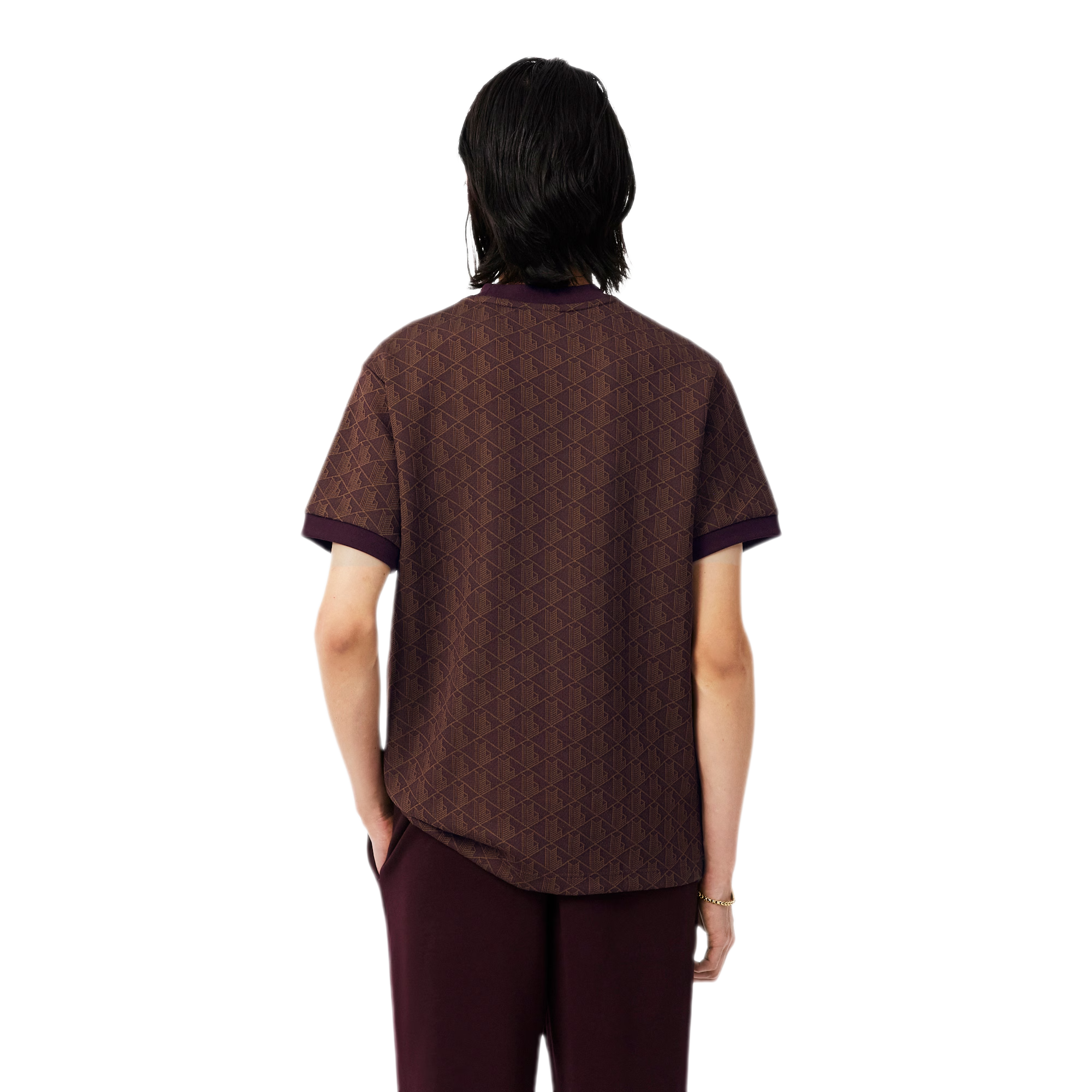 LACOSTE T-shirt slim fit con monogramma jacquard TH1197