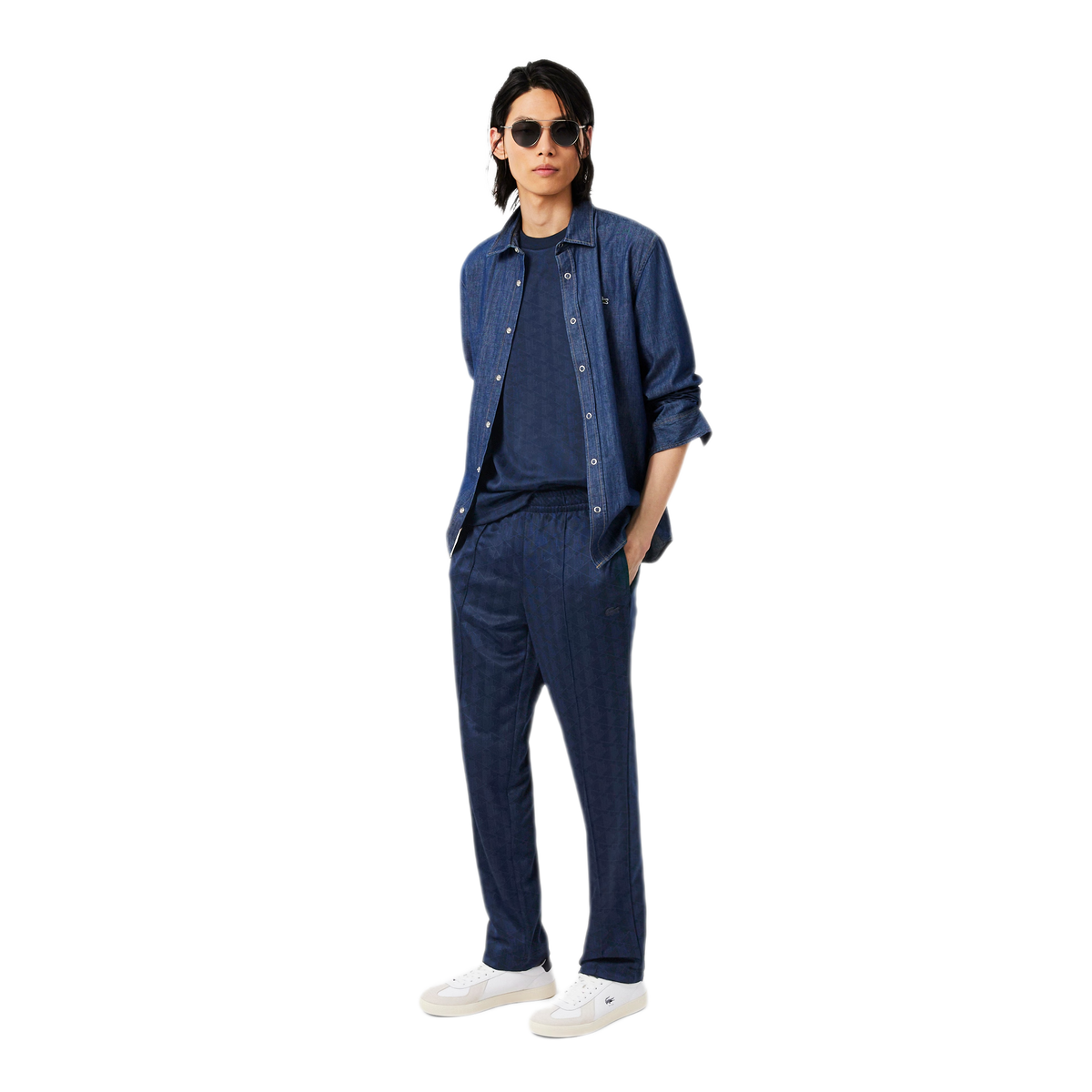 LACOSTE TUTA IN MAGLIA JACQUARD CON MONOGRAMMA