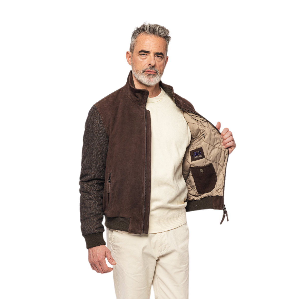 THE JACK LEATHERS GIUBBOTTO IN PELLE E TESSUTO DANTE WOOL