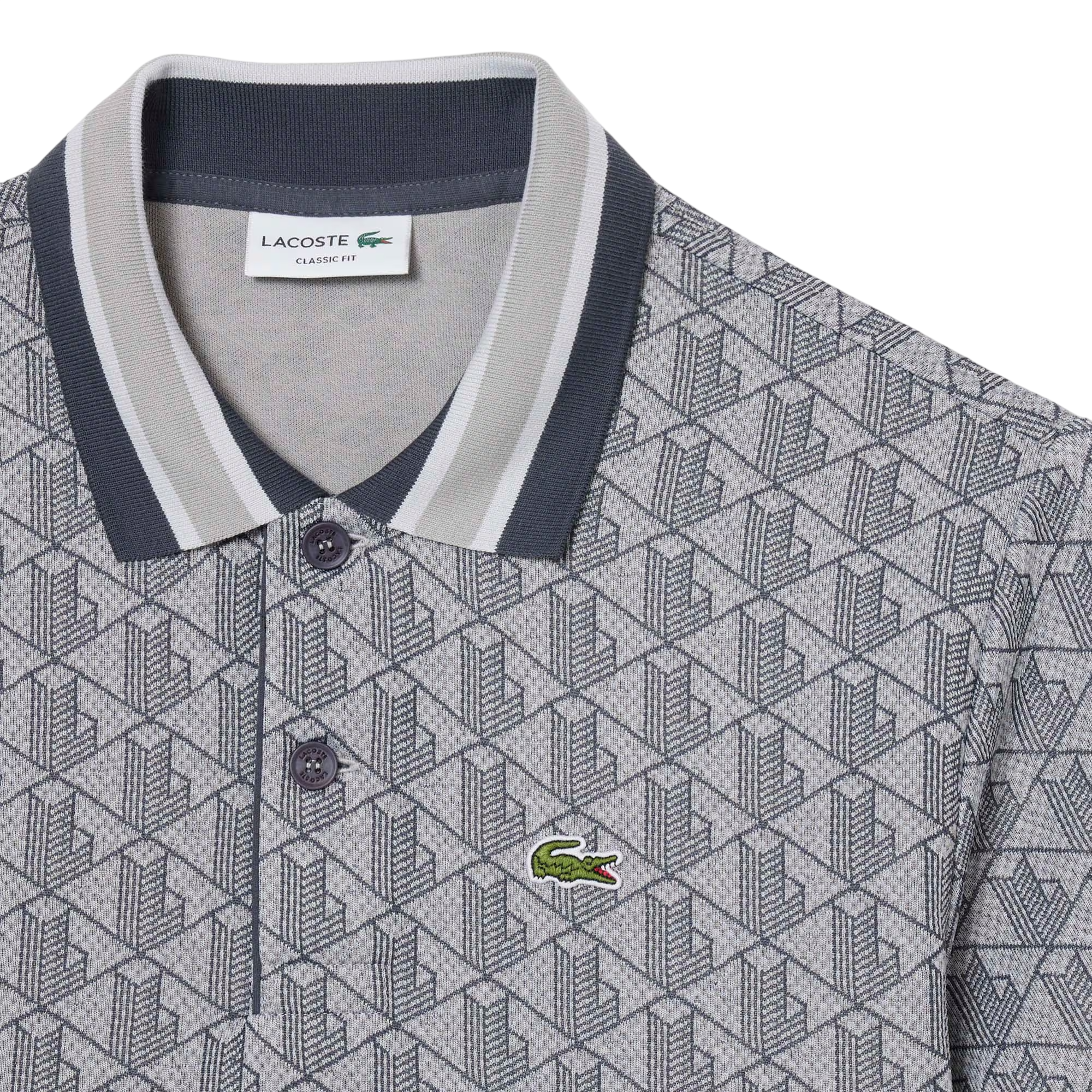 Lacoste Polo dal taglio classico in jacquard con monogramma DH1417