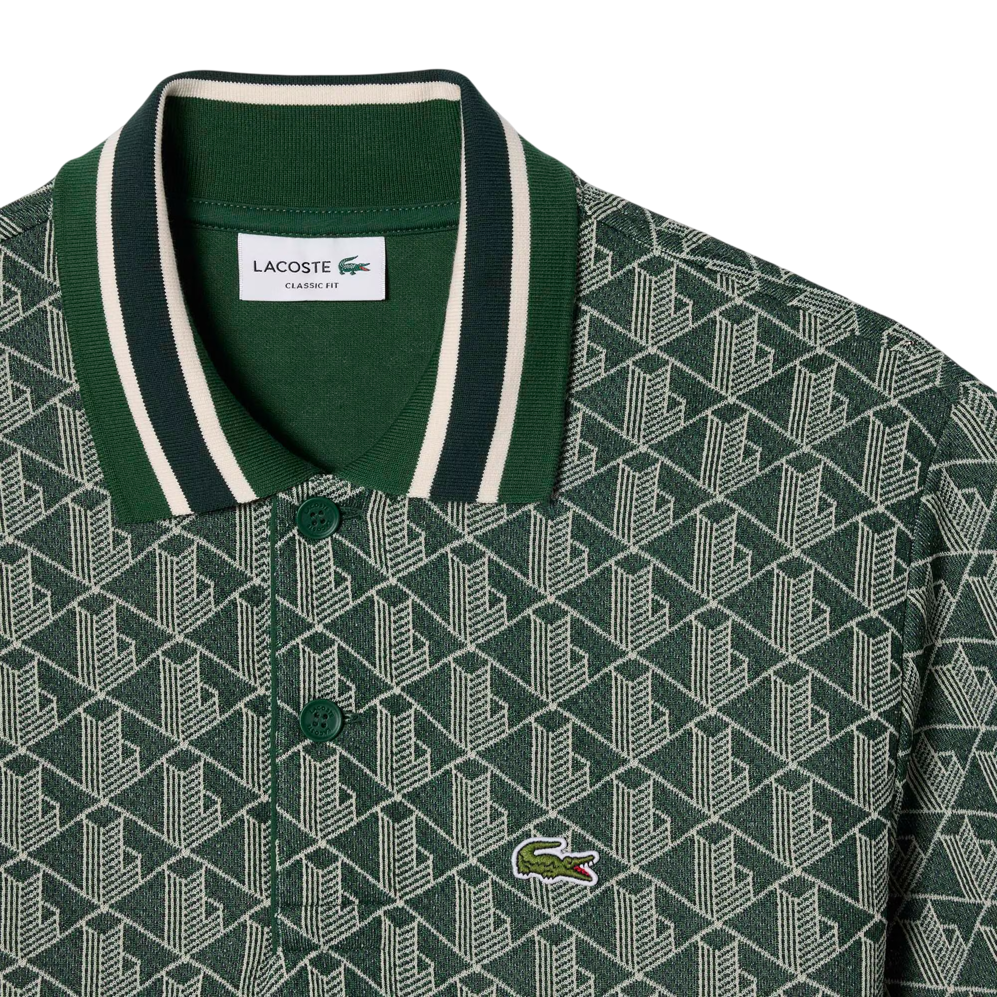 Lacoste Polo dal taglio classico in jacquard con monogramma DH1417