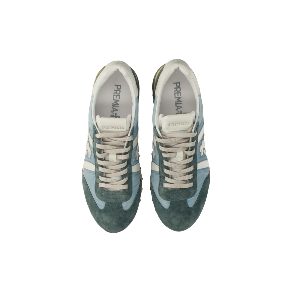 Premiata Sneakers uomo in tessuto e suede Lucy 8188 celeste e blu