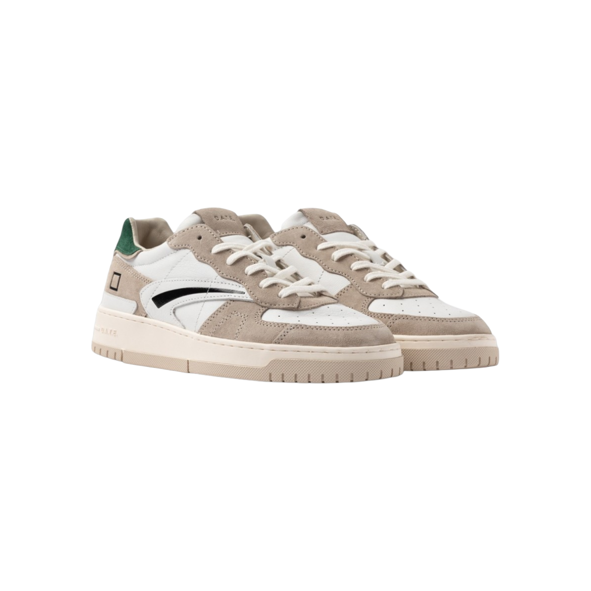 DATE SNEAKERS IN PELLE E SUEDE MODELLO TORNEO PURE CALF WHITE-GREEN